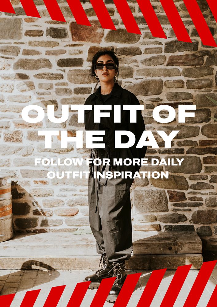 Daily outfit poster template, editable text and design