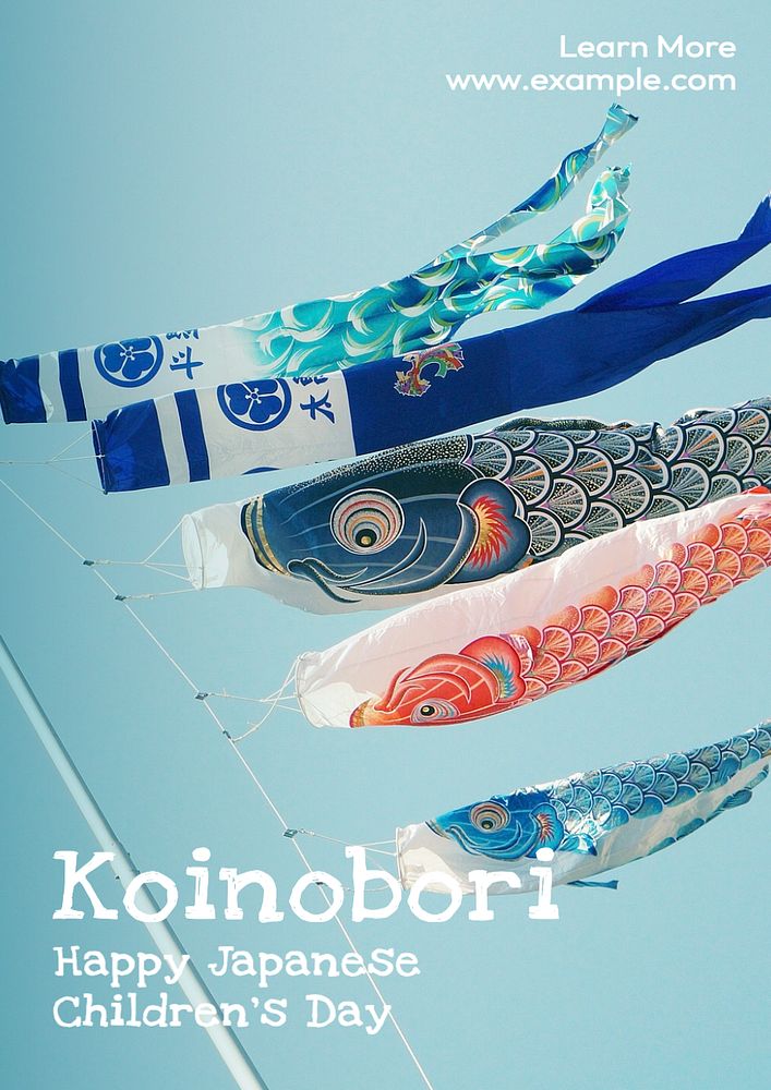 Koinobori, children's day poster template, editable text and design