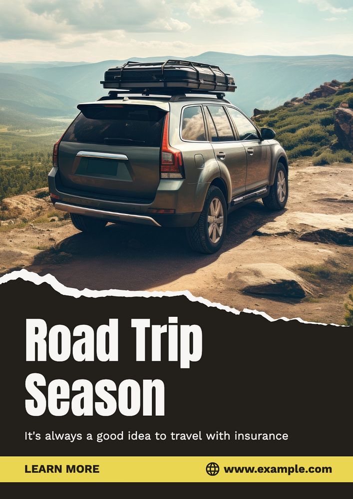 Road trip insurance poster template and design