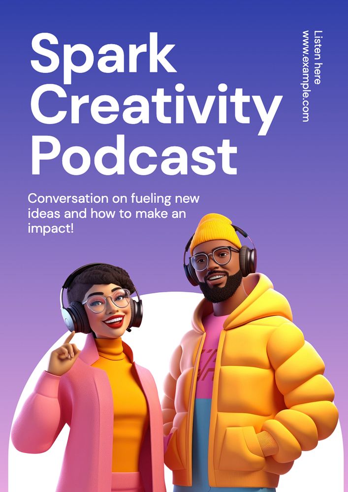 Spark creativity podcast poster template, editable text and design