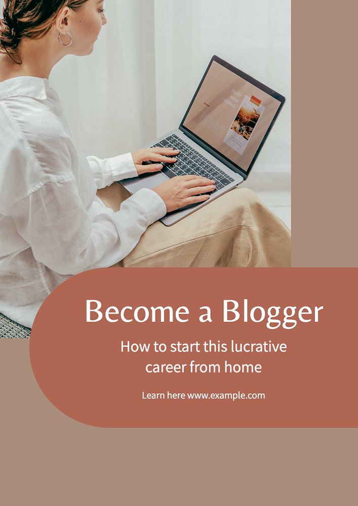 Become a blogger poster template, editable text and design