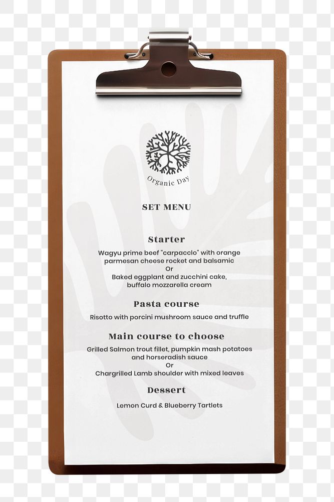 Menu clipboard, editable paper mockup