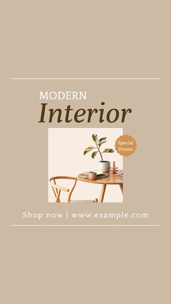 Modern interior Instagram story template, editable text