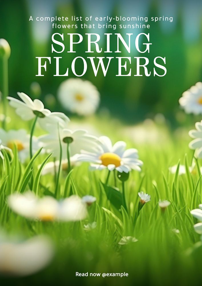 Spring flowers poster template, editable text and design