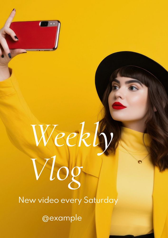 Weekly vlog poster template, editable text and design