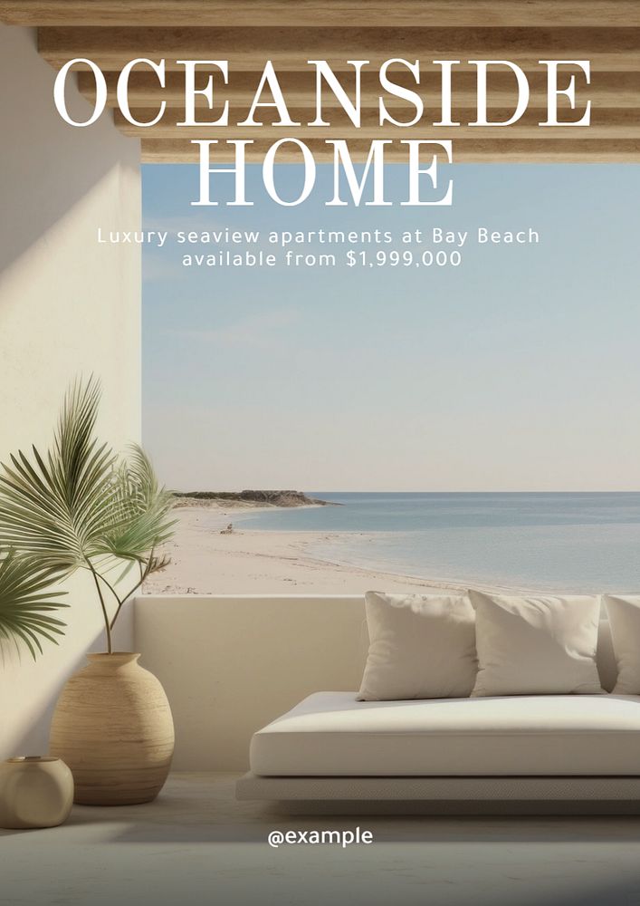 Oceanside home poster template, editable text and design