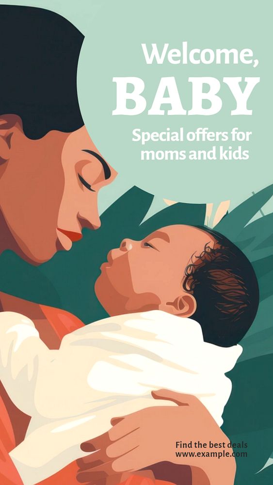 Mom & kid special offer Instagram story template, editable text