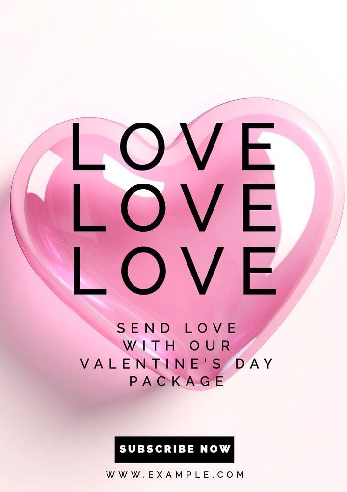 Valentine's day package poster template, editable text and design