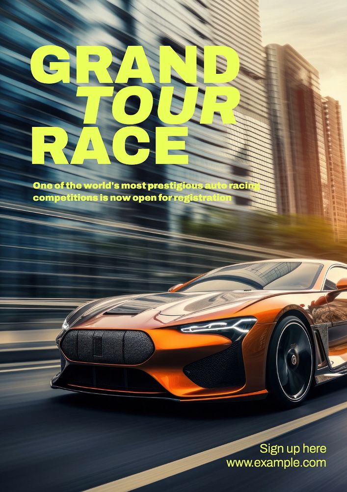 Car racing poster template, editable text and design