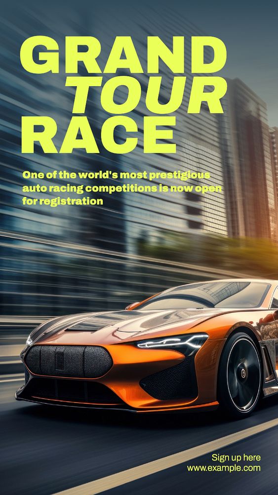 Car racing Instagram story template, editable text