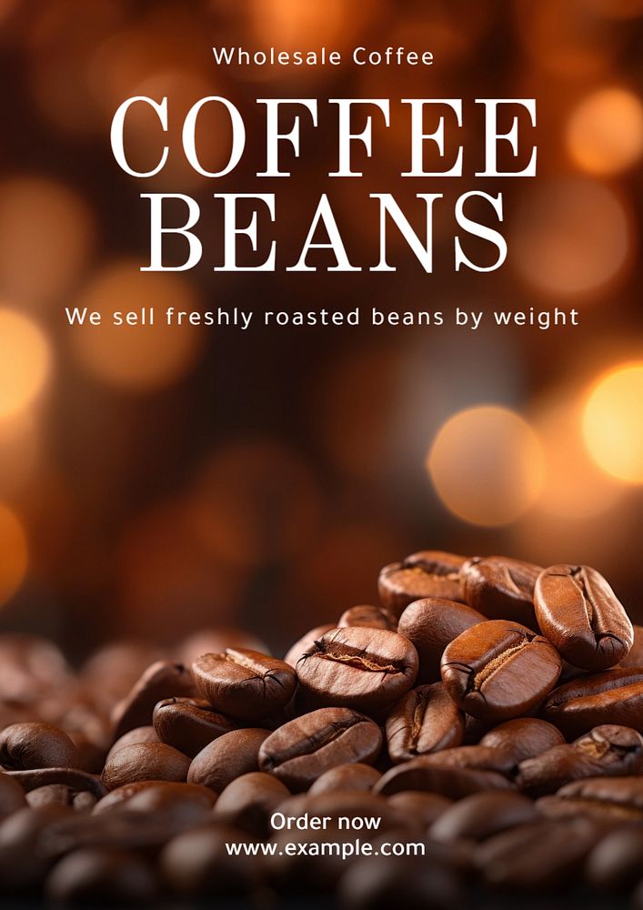 Coffee beans poster template, editable text and design