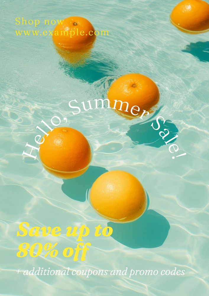 Summer sale poster template, editable text and design