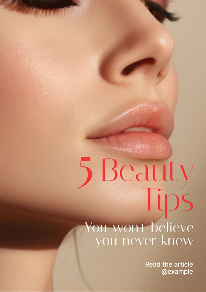 Beauty tips poster template, editable text and design