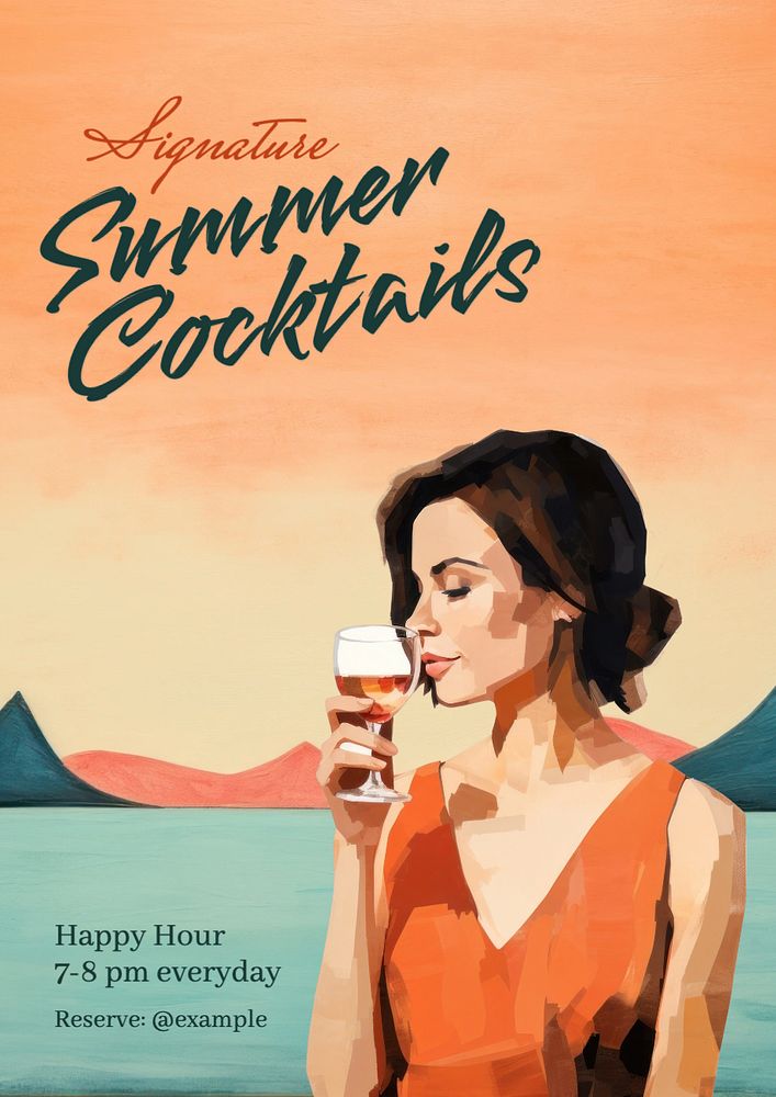 Summer cocktails poster template