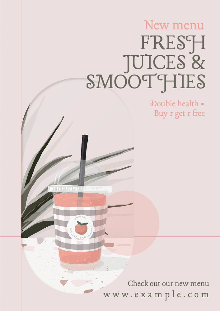 Juice cafe poster template, editable text and design