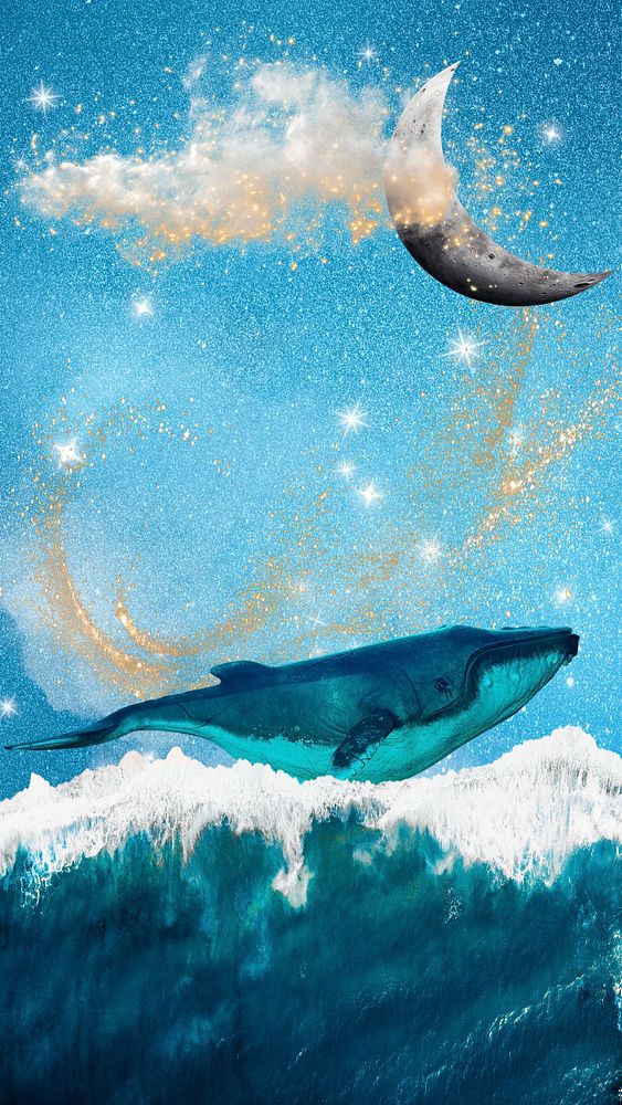 Whale in ocean surreal editable design, community remix