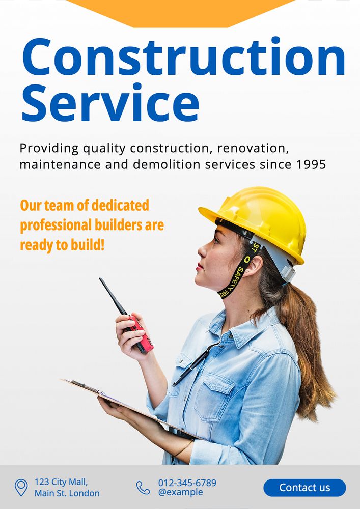 Construction service poster template