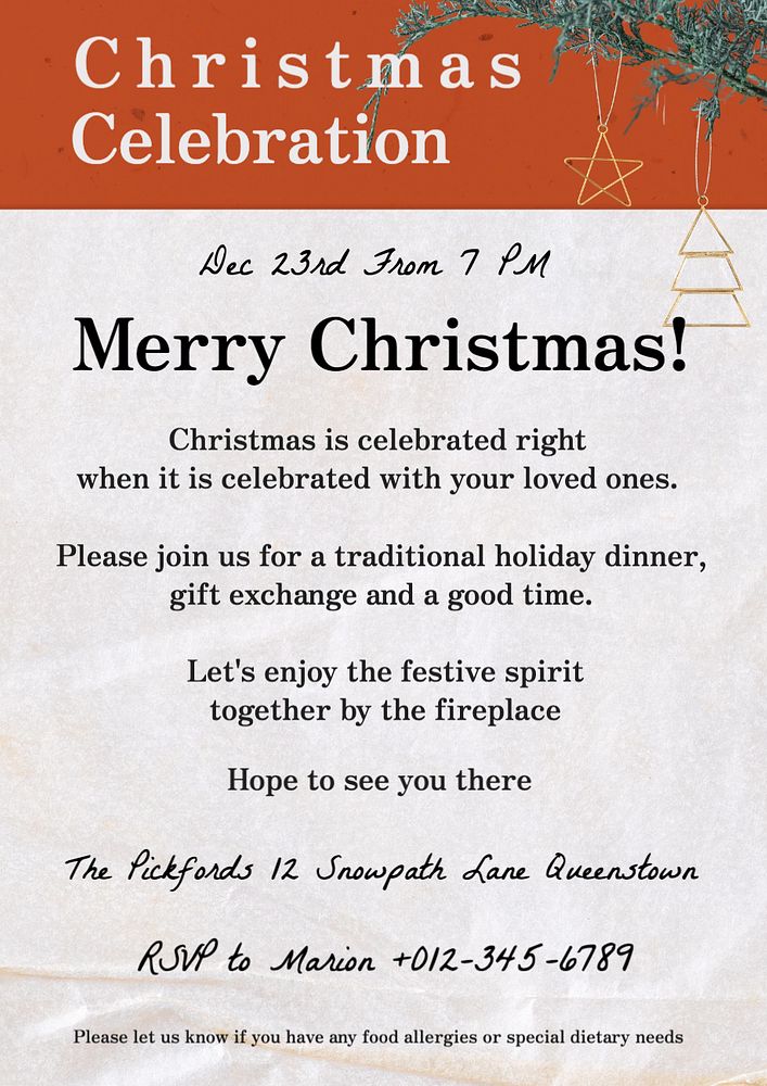 Christmas celebration poster template