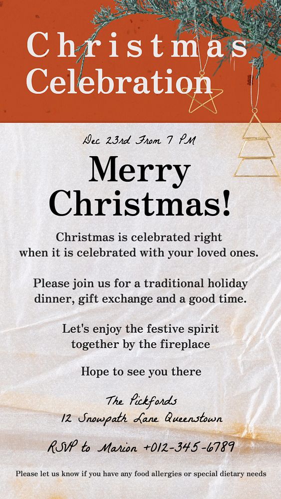 Christmas celebration Facebook story template