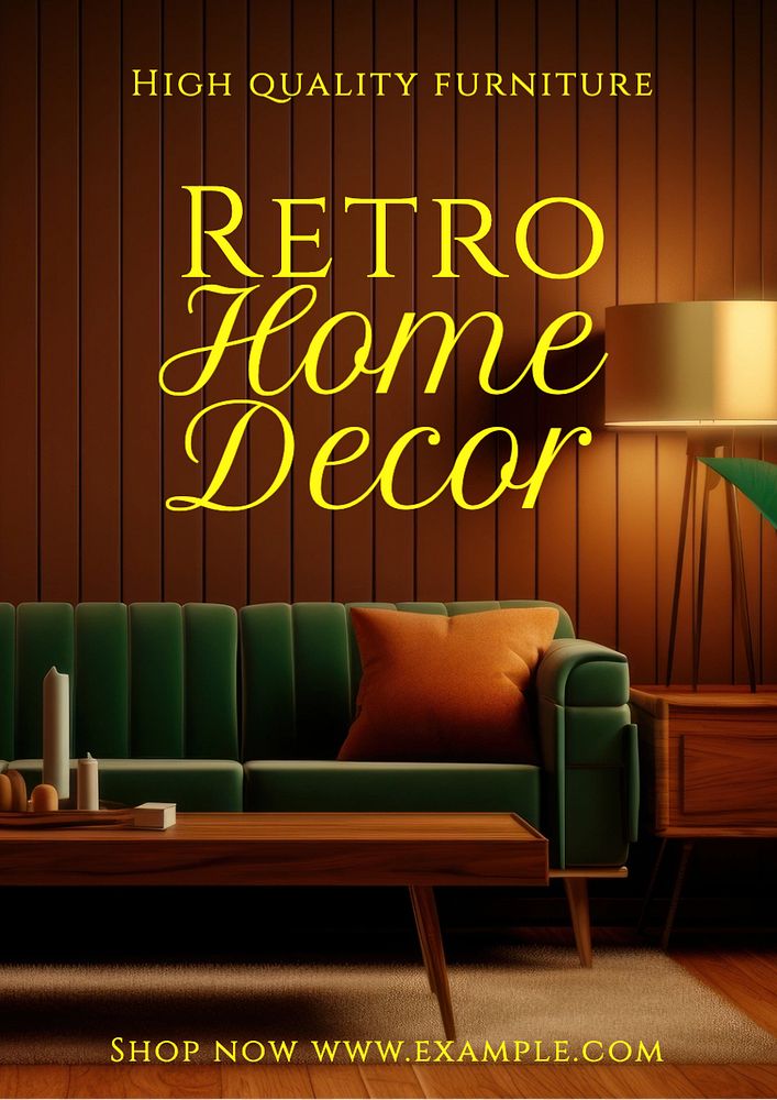 Retro home decor poster template