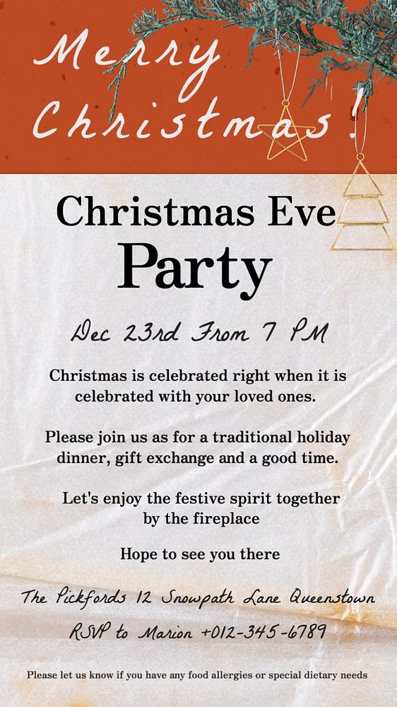 Christmas eve party Facebook story template