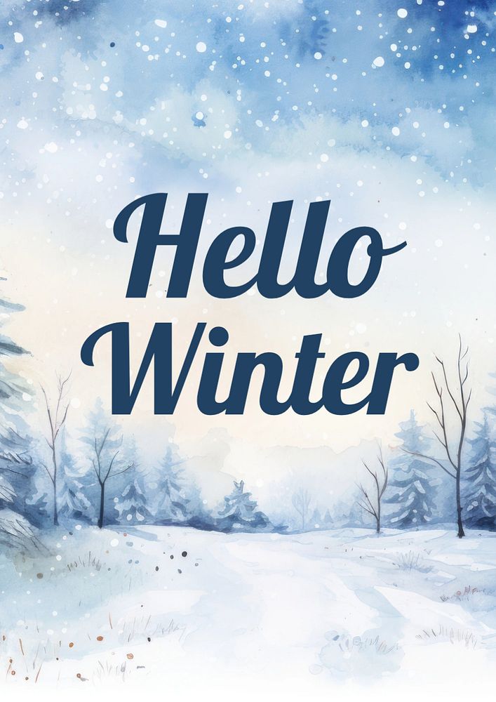 Hello winter poster template