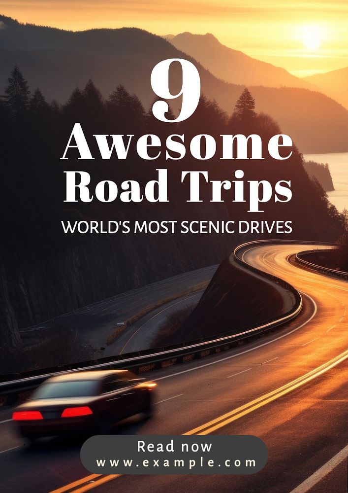 Awesome road trip poster template