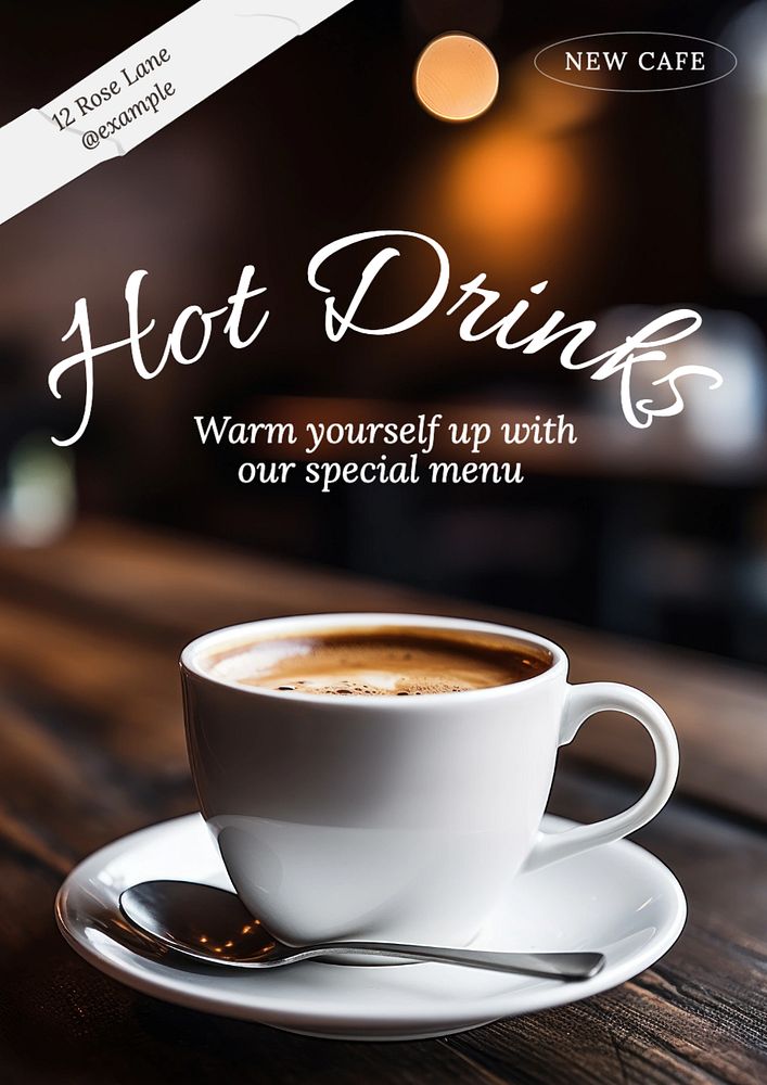 Hot drinks cafe poster template