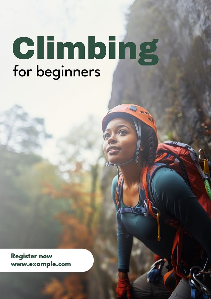 Climbing for beginners poster template