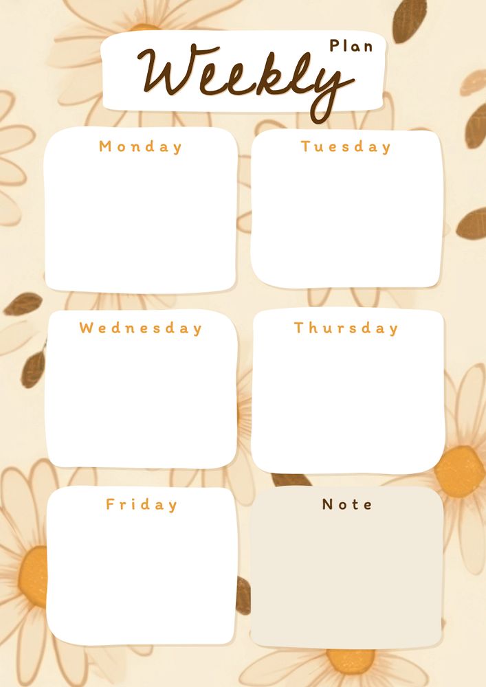 Weekly plan schedule template