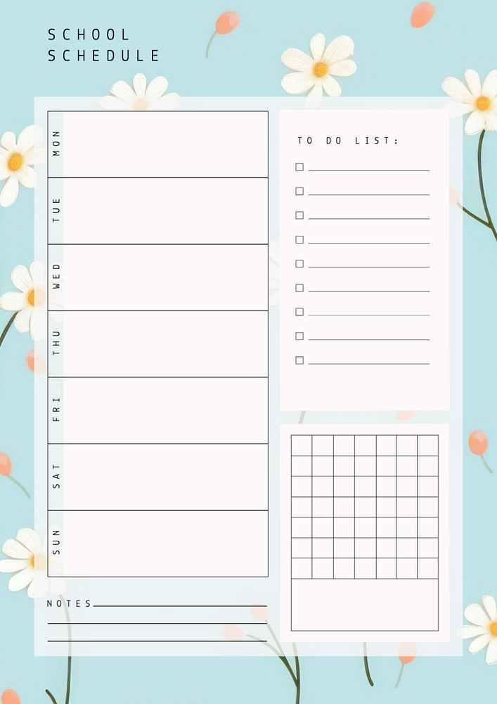 School schedule planner template