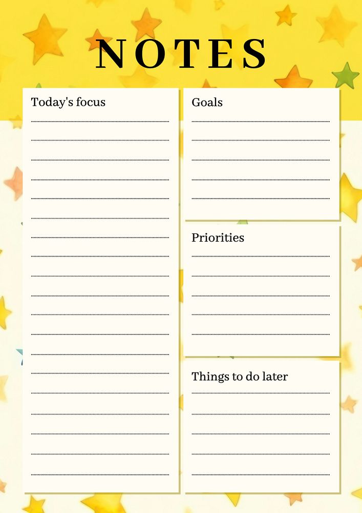 Notes planner template