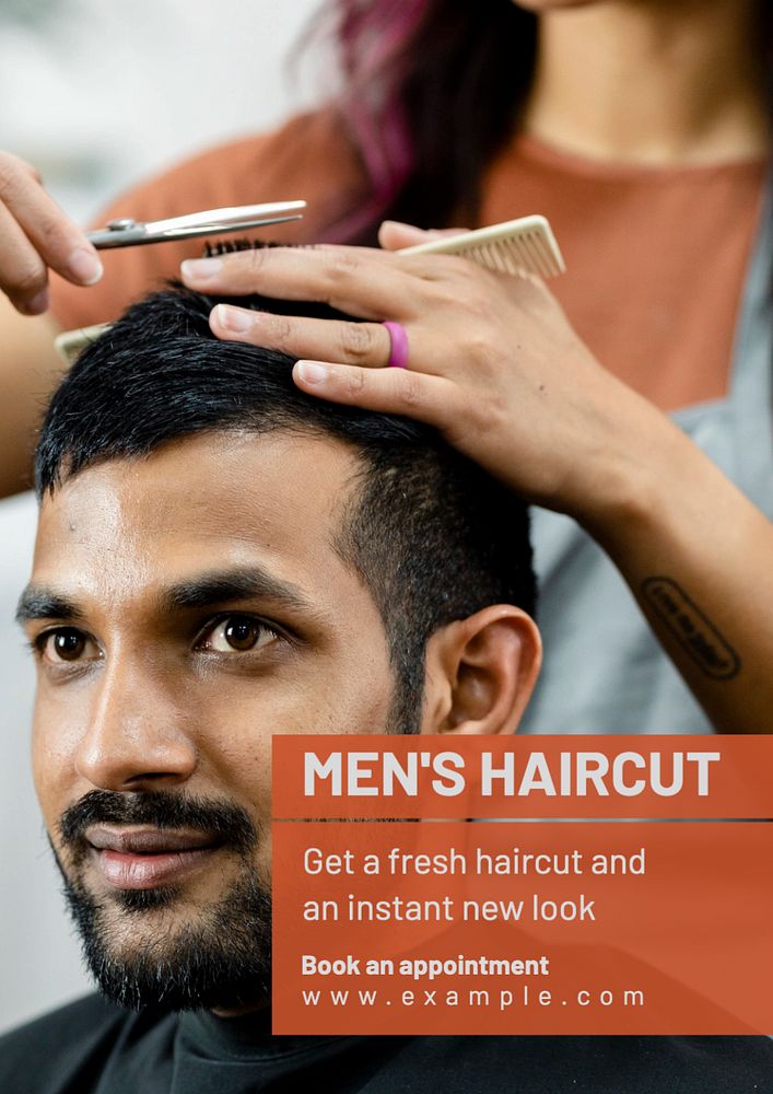 Men's haircut poster template