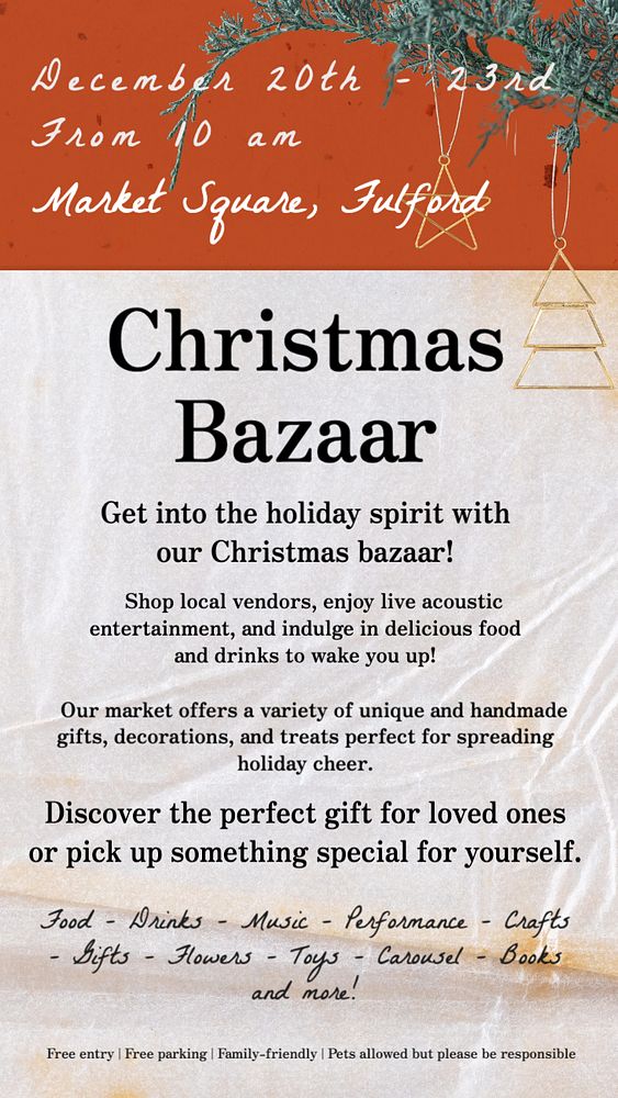 Christmas bazaar Facebook story template