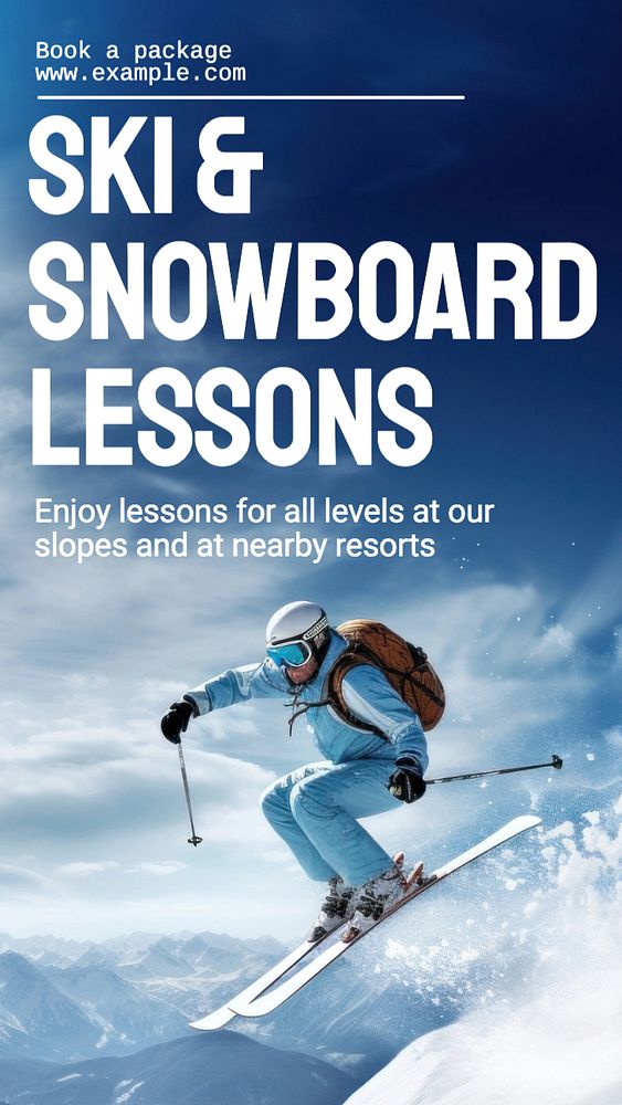 Ski & snowboard lessons Instagram story template