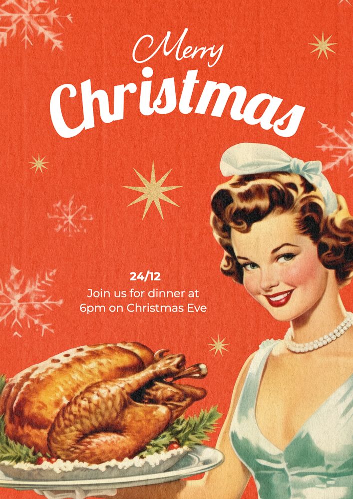 Christmas dinner poster template