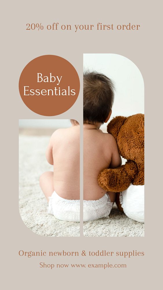 Baby essentials social media template, editable design