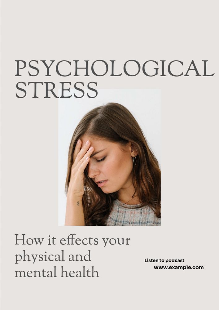 Psychological stress poster template, editable text & design