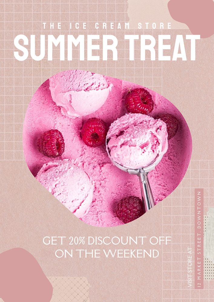 Summer treat poster template, editable text & design