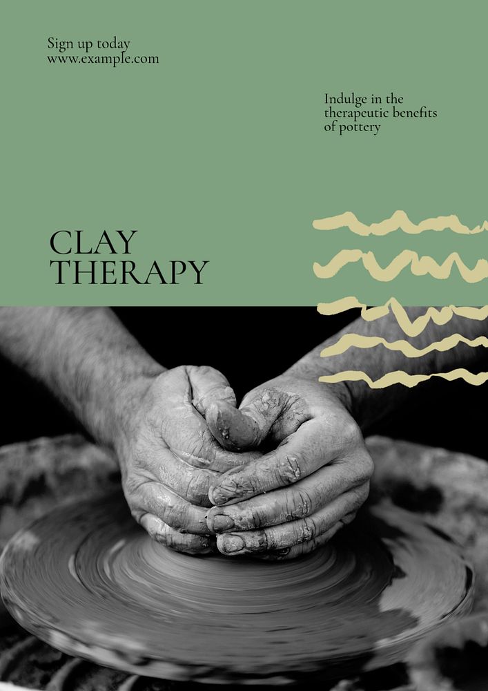 Clay therapy poster template, editable text & design