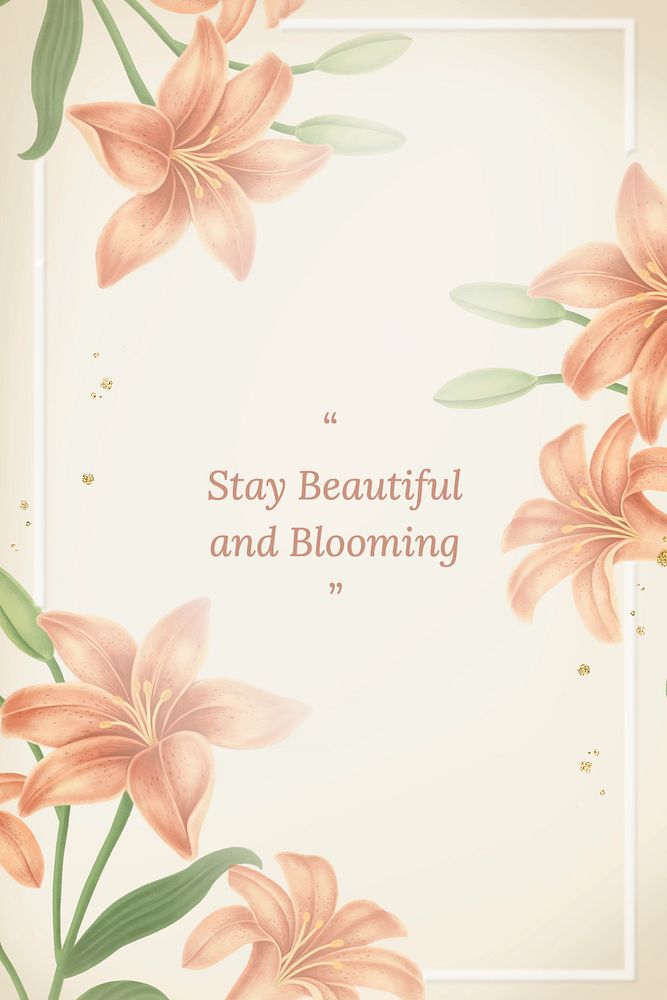 Orange lily Pinterest pin template, editable quote design