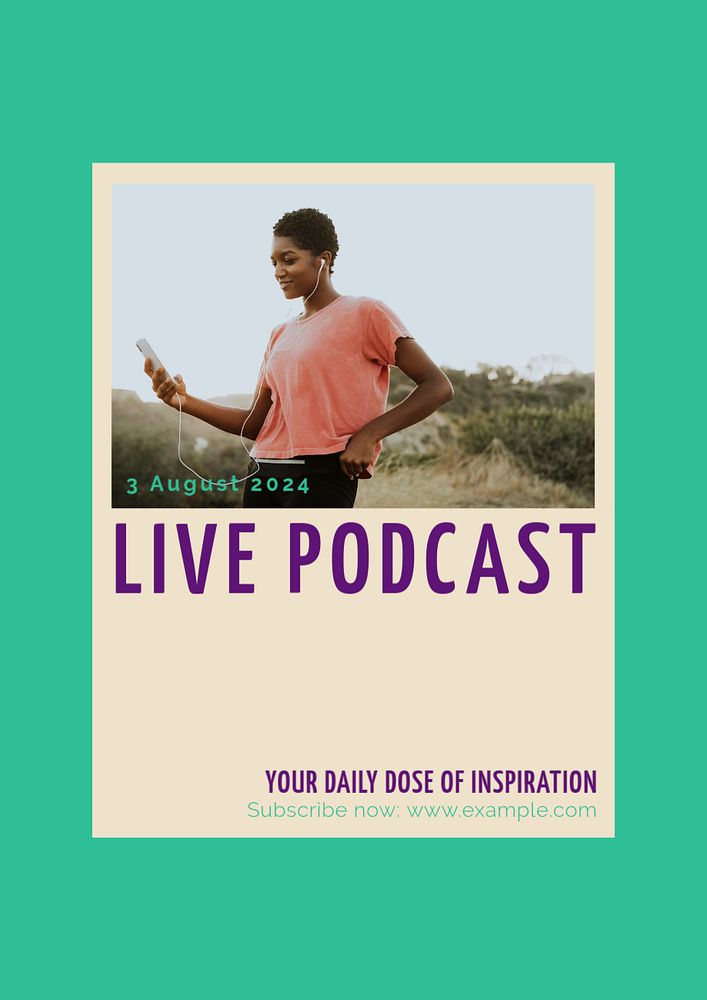 Live podcast poster template, customizable design