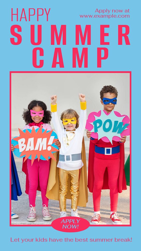 Summer camp Instagram story template, editable social media design