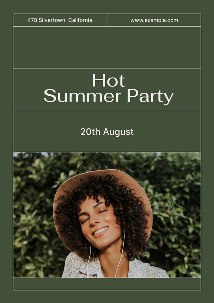 Hot summer party poster template, editable text & design