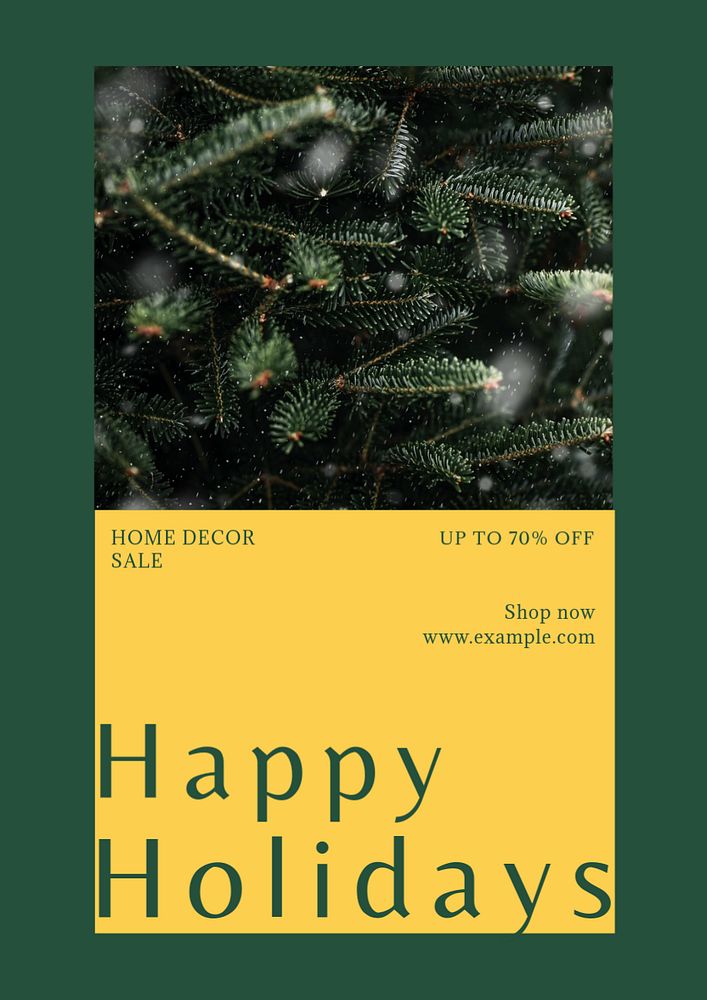 Happy holidays poster template, editable text & design