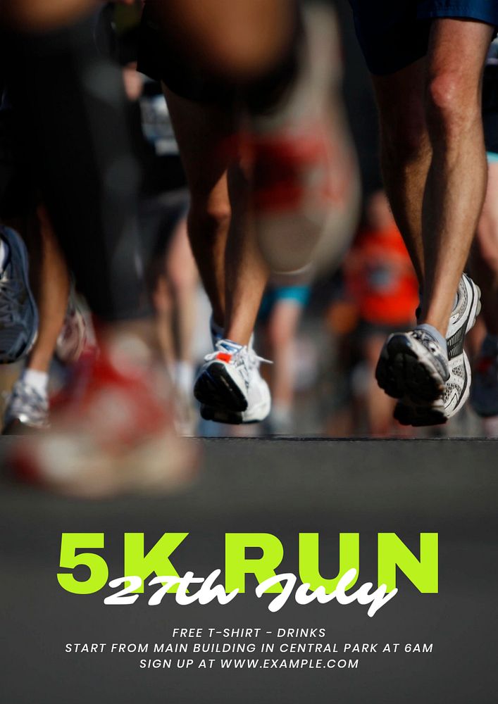 5K Run  poster template, editable text and design