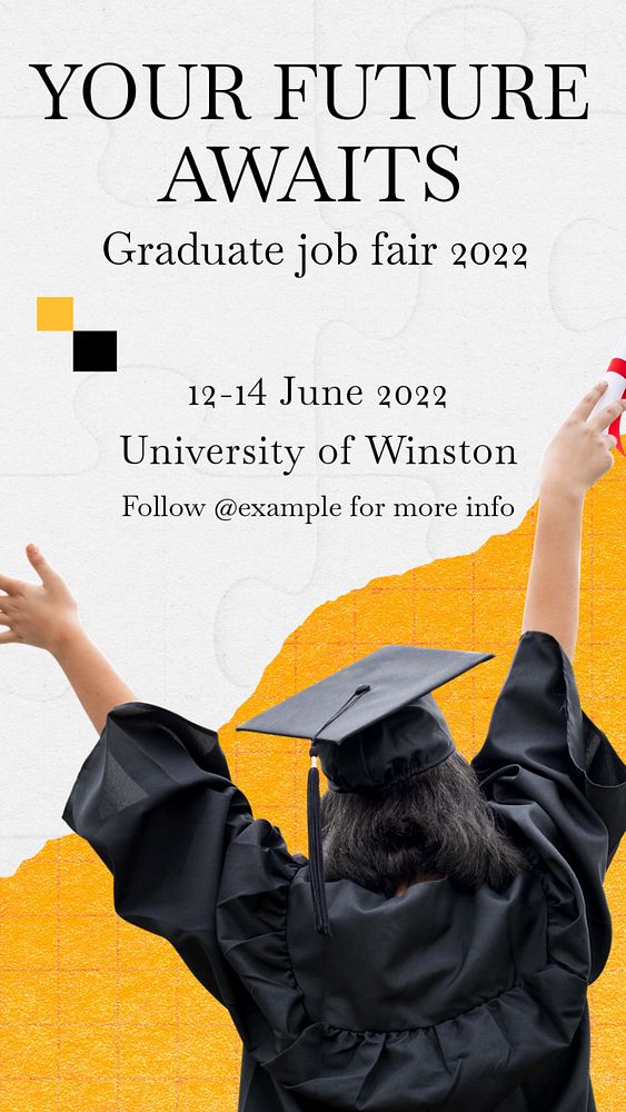 Graduate job fair  Instagram story template, editable text