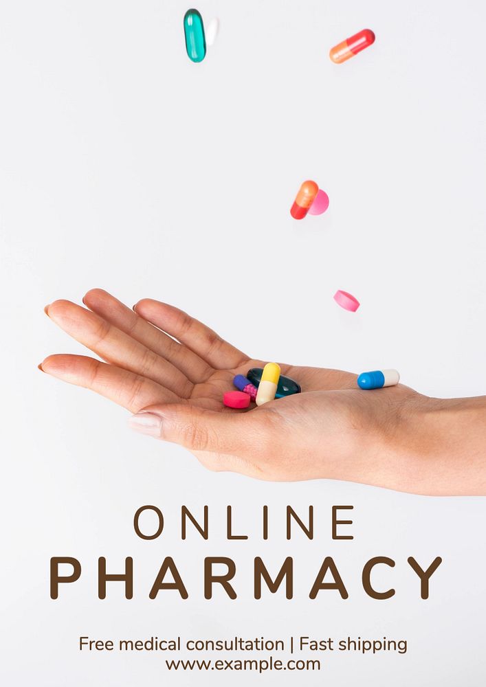 Online pharmacy poster template, editable text and design