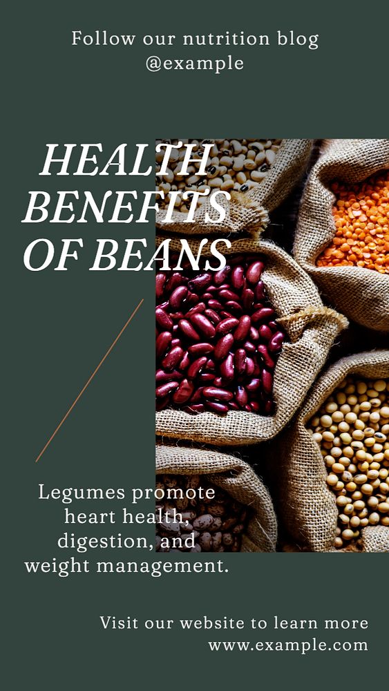 Health benefits of beans  Instagram story template, editable text