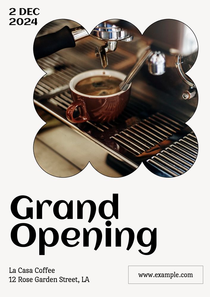 Grand Opening poster template, editable text & design